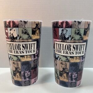 Lot‎ Of 2 Taylor Swift The Eras Tour Plastic Drink Large Cups Collage Movie AMC